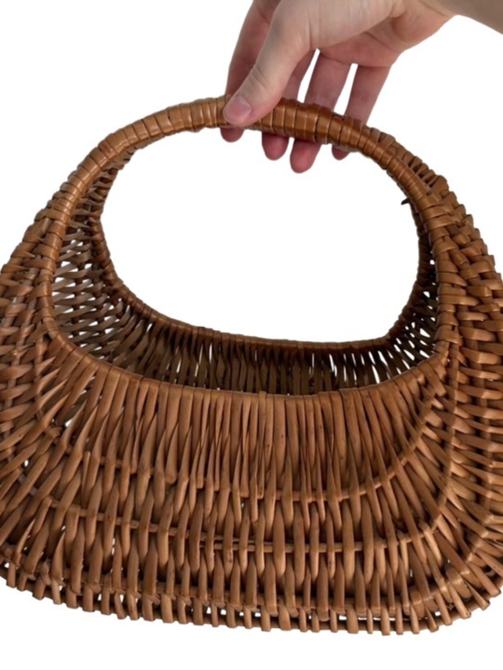 Vintage basket Woven wicker woven Handheld handbag purse Bag